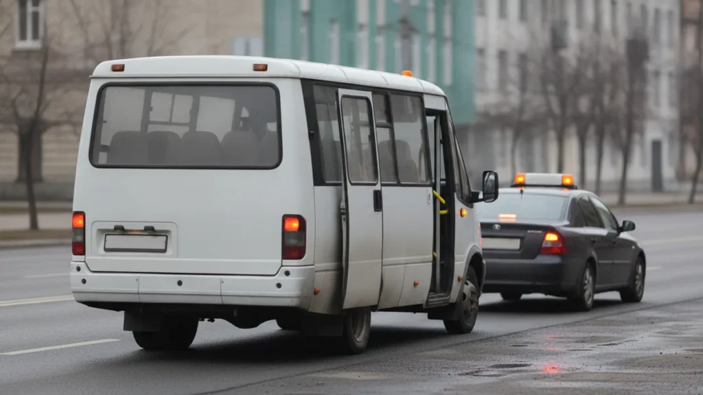 Маршрутка на обочине после ДТП